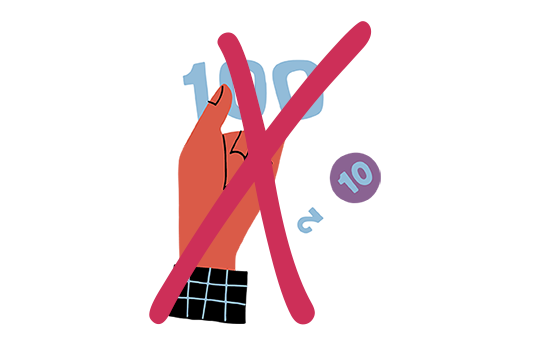 Illustration av överkryssade pengar