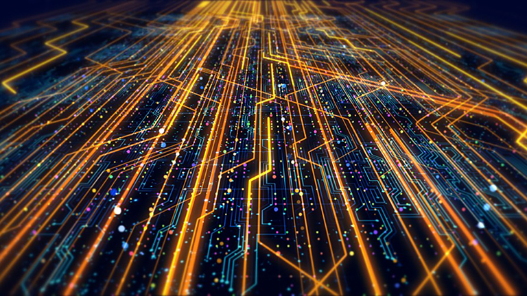 Elektroniska signaler som far hit och dit och skapar ett mönster som påminner om en motorväg nattetid