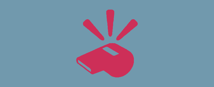 Illustration: rosa visselpipa på blå botten.