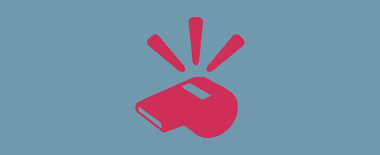 Illustration: rosa visselpipa på blå botten.